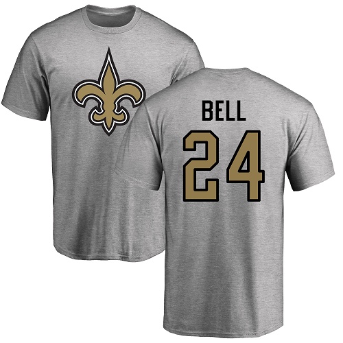 Men New Orleans Saints Ash Vonn Bell Name and Number Logo NFL Football #24 T Shirt